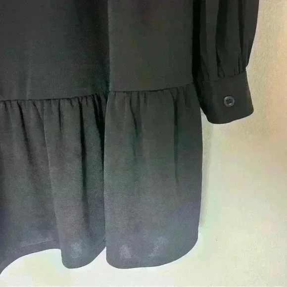 ELIZABETH AND JAMES Kohls Black Oversized Drop Waist Long Sleeve Dress Sz Small - Picture 8 of 12